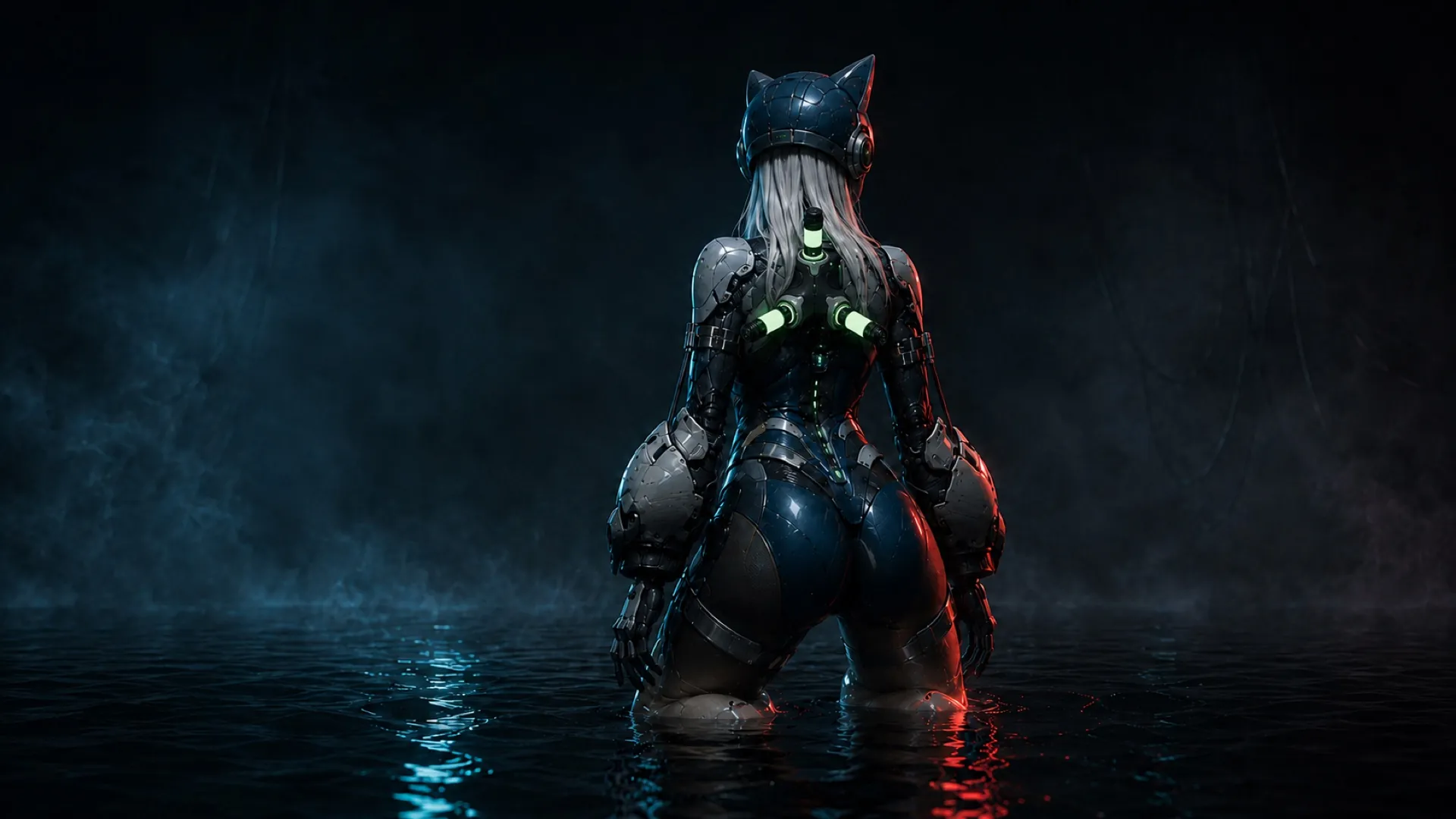 Astral Sever key art — an armoured Pilot standing in dark water, lit by her resonance reactor
